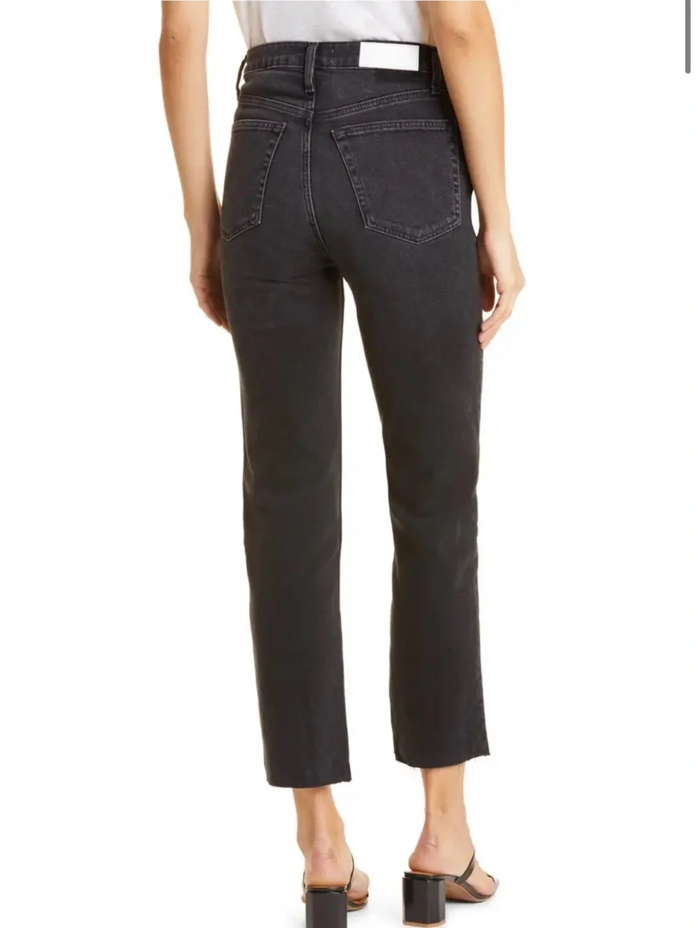 Brand new with tagsRe/Done Black High-Rise Raw Hem Stovepipe Jeans size 23 - Picture 2 of 6
